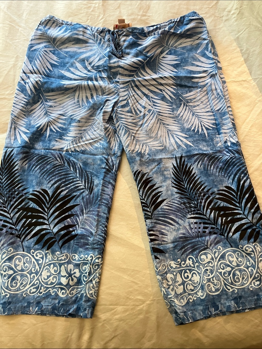 Hilo Hattie vintage rayon pull on draw string wide leg pants XL
